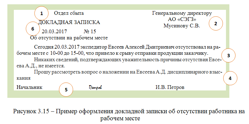 Образец служебной записки об увольнении работника в связи с прогулами