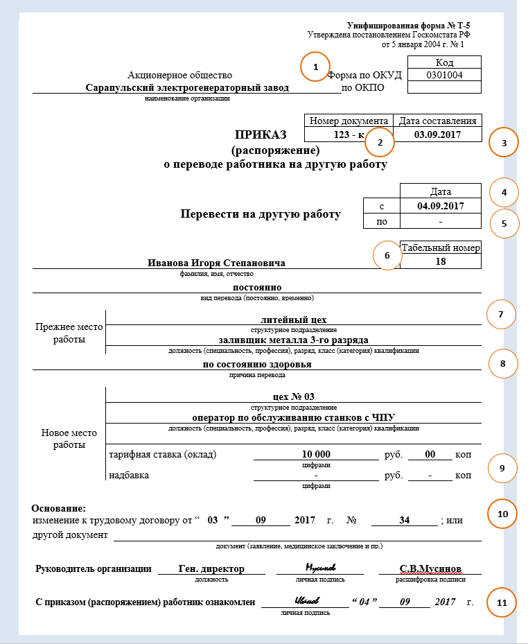 Приказ о переводе в следующий класс условно переведенных образец