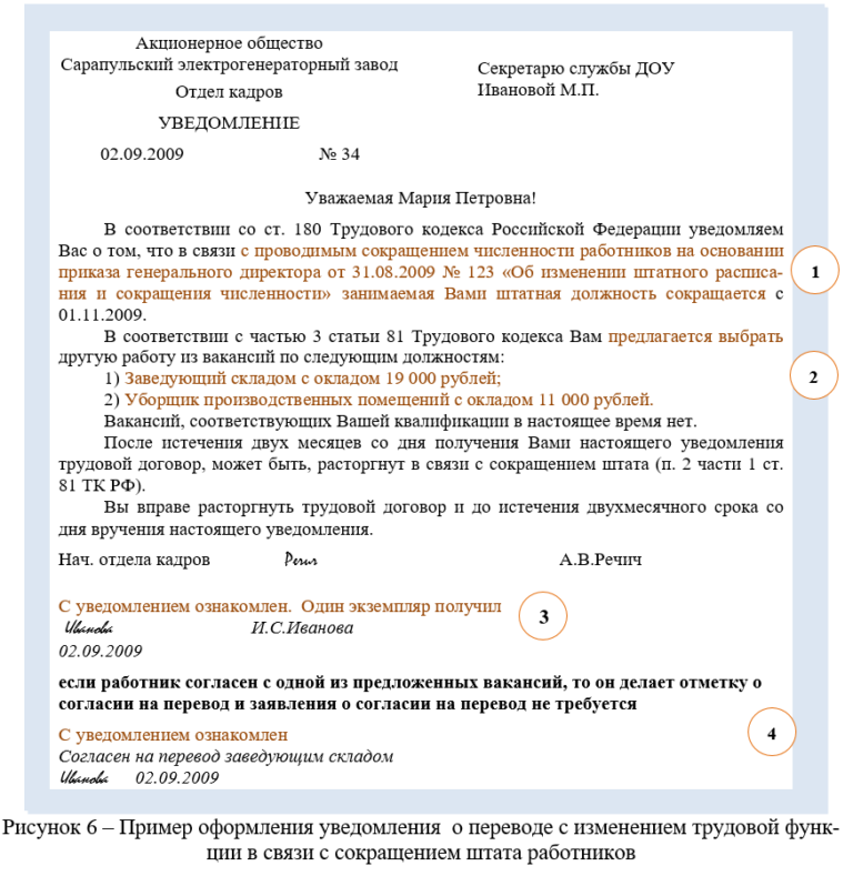 Трудовой договор при переводе на другую должность образец